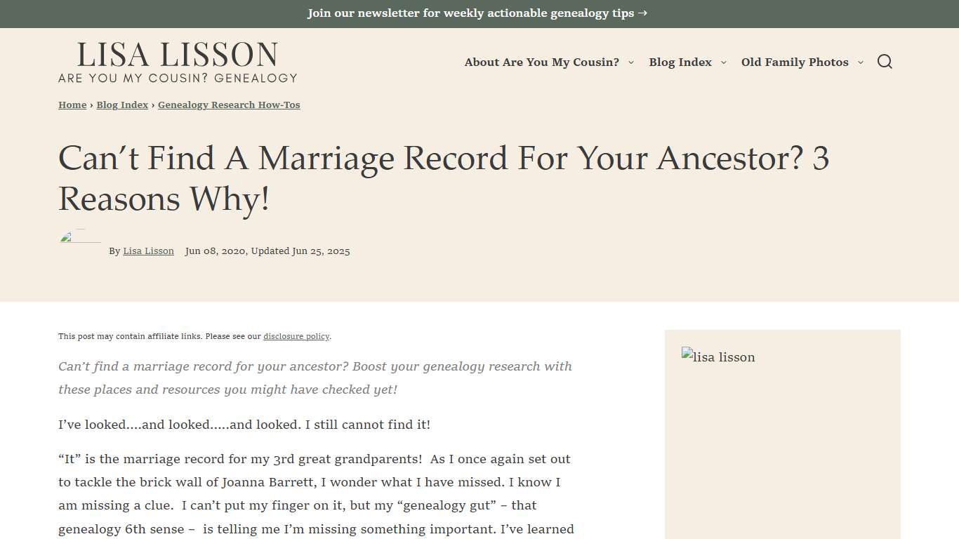Find A Marriage Record For Your Ancestor - Are You My Cousin?